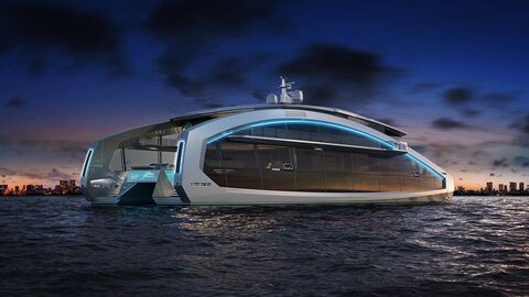 'THIS IS IT,' the World's Largest Charter Motor Catamaran, at the Monaco Yacht Show